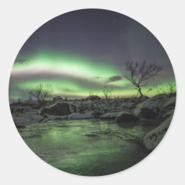 Pegatina Redonda Luces boreales