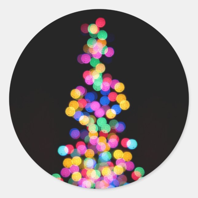 Pegatina Redonda Luces borrosas de Navidades (Anverso)