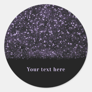 Pegatina Redonda Luces Brillantes Destellantes Purpura Fiesta Chic