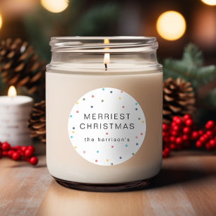 Pegatina Redonda Luces Coloridas Modernas Navidad Más Alegre