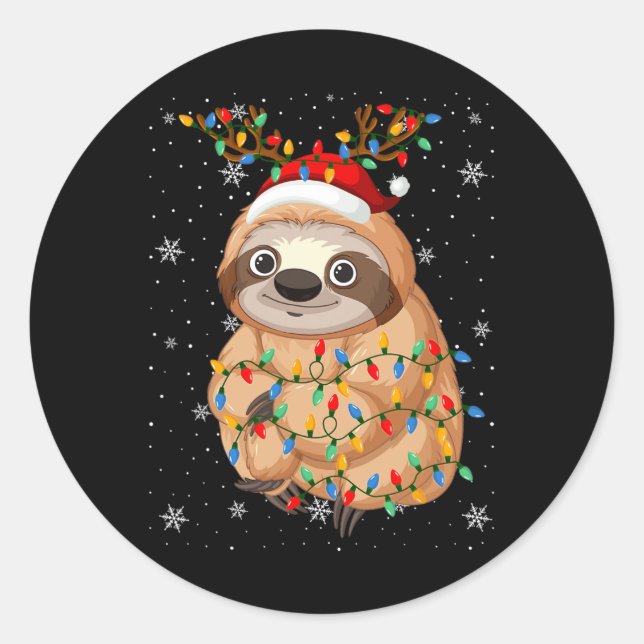 Pegatina Redonda Luces de árbol de navidad feas para animales de So (Anverso)