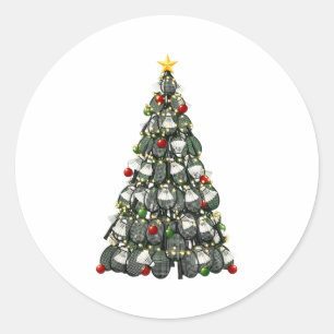 Pegatina Redonda Luces de árbol de Navidad para jugador de bádminto