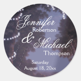 Pegatina Redonda Luces de árbol rústico