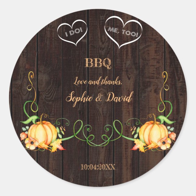 Pegatina Redonda Luces de Cadena de Calabaza de Otoño Granero Antig (Anverso)