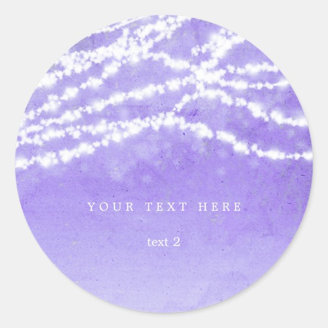 Pegatina Redonda Luces de Cuerda Celestiales con Stickers Rústicos  (Anverso)