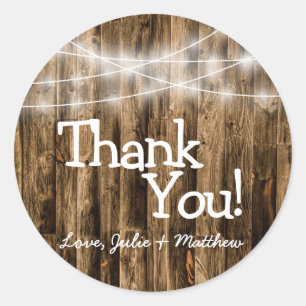 Pegatina Redonda Luces de cuerdas de grano rústicas en el campo de 