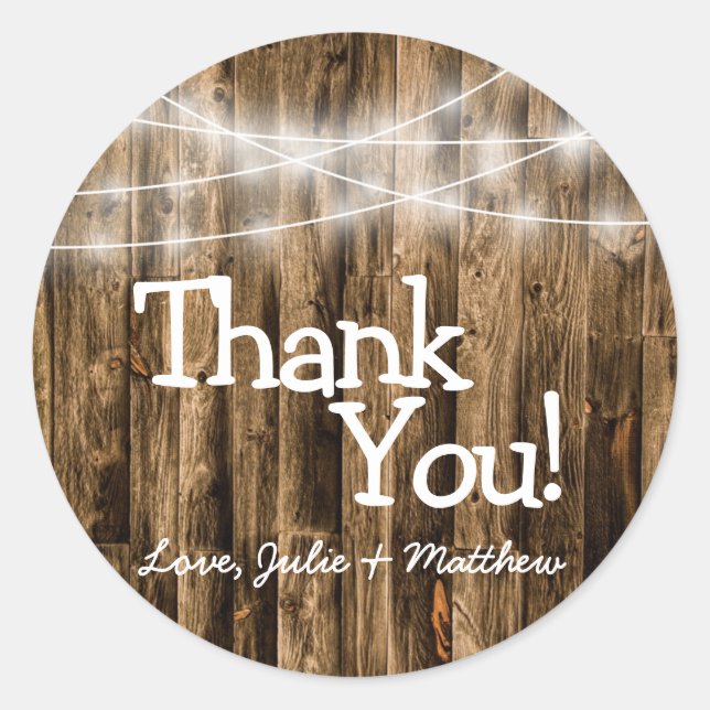 Pegatina Redonda Luces de cuerdas de grano rústicas en el campo de  (Anverso)