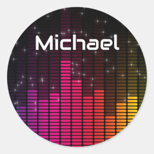 Pegatina Redonda Luces de Disco Ecualizador Música Volumen Personal