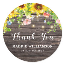 Luces de girasol Barnwood Gracias Graduación