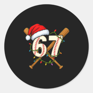 Pegatina Redonda Luces de Navidad de béisbol 67 Gorro de Santa Dive