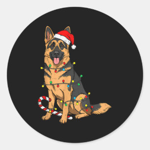 Pegatina Redonda Luces de Navidad para Perro Pastor Alemán Xmas Mas