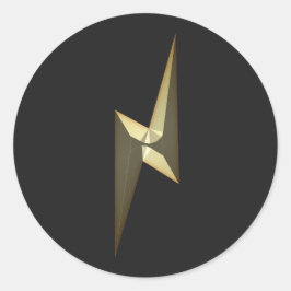 Pegatina Redonda Luces de trueno dorado negro moderno divertido fre