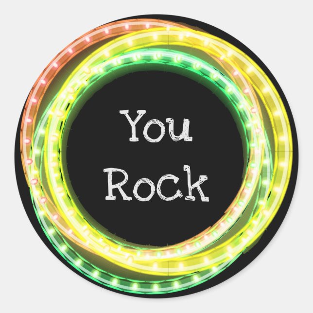 Pegatina Redonda Luces de You Rock Hula Hoop (Anverso)