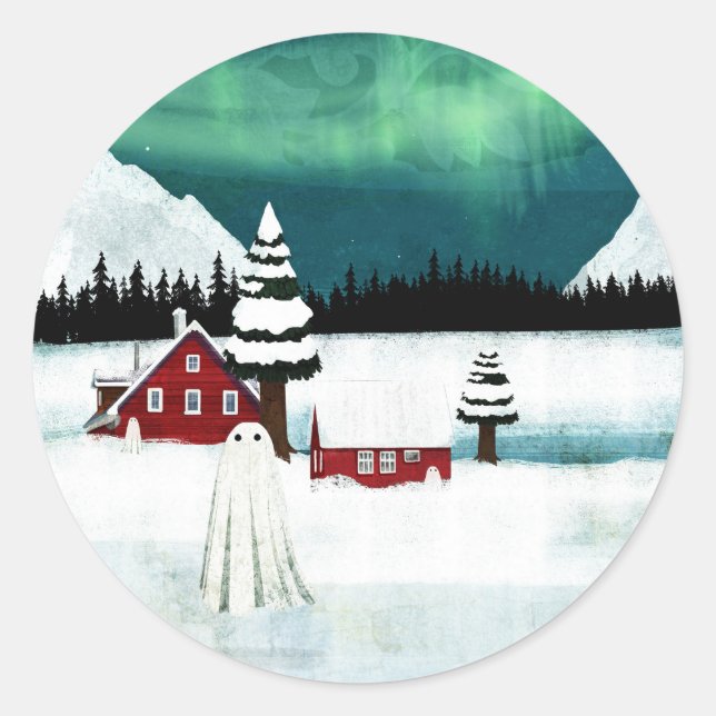 Pegatina Redonda Luces del Norte (Anverso)