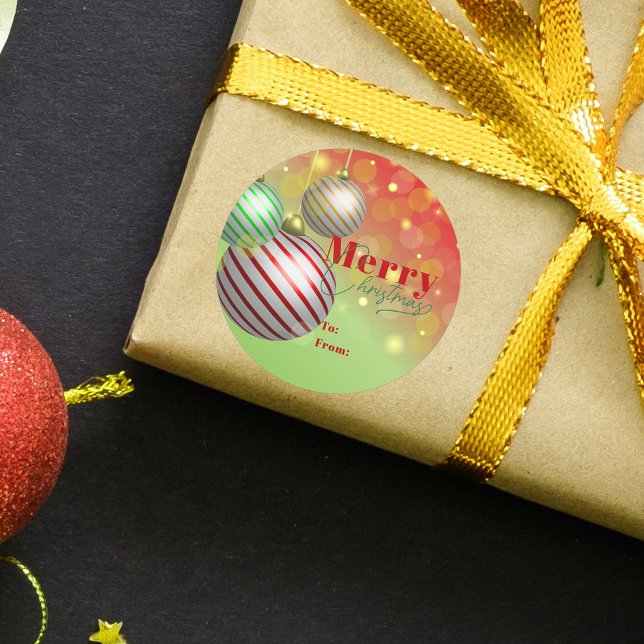 Pegatina Redonda Luces Doradas Brillantes Adornos Navideños Festivo (Subido por el creador)