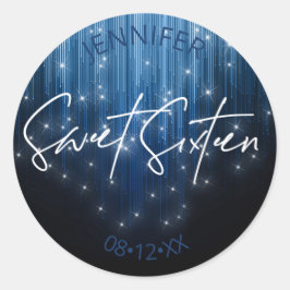 Pegatina Redonda Luces en cascada Sweet 16 Blue ID790