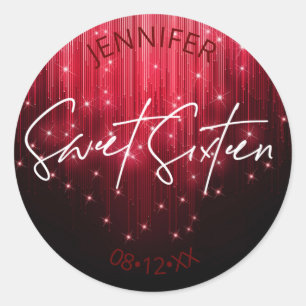 Pegatina Redonda Luces en cascada Sweet 16 Red ID790