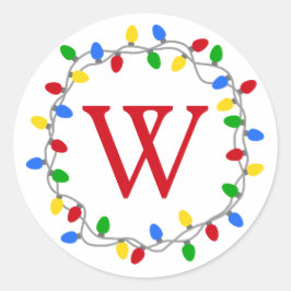 Pegatina Redonda Luces navidades | Círculo Wreath personalizado