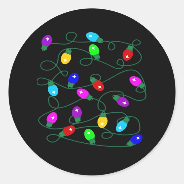 Pegatina Redonda Luces navidades - Vamos a encender luces - Merry & (Anverso)