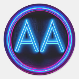 Pegatina Redonda Luces Neon de Recuperación AA