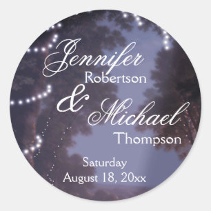 Pegatina Redonda Luces rústicas del árbol del país