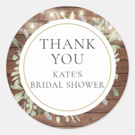 Pegatina Redonda Luces Rústicas Verdor Ducha Bridal Gracias