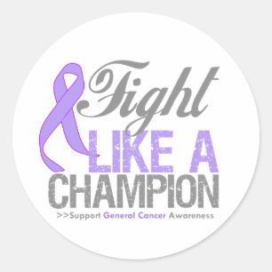 Pegatina Redonda Lucha como un campeón - general Cancer Awareness