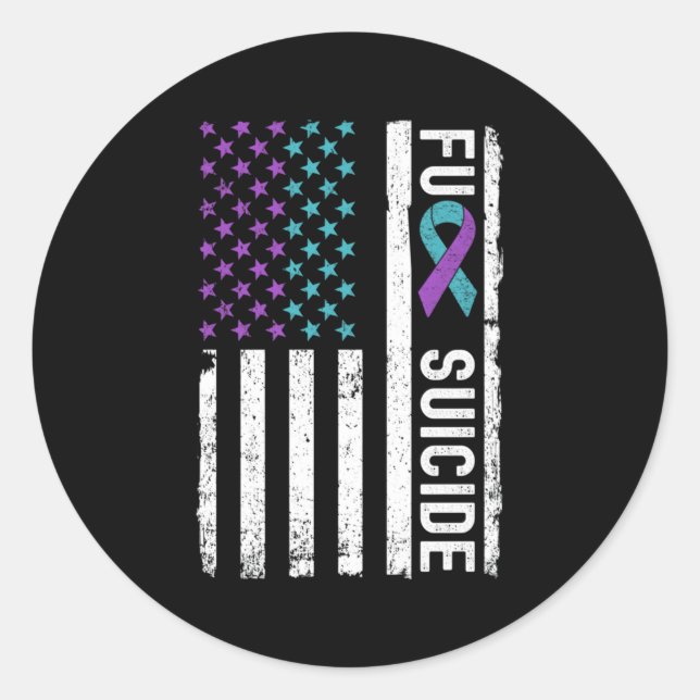 Pegatina Redonda Lucha Concienciación Sobre El Suicidio Y Prevenció (Anverso)