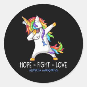 Pegatina Redonda Lucha contra el amor Alopecia Conciencia Apoyo Alo