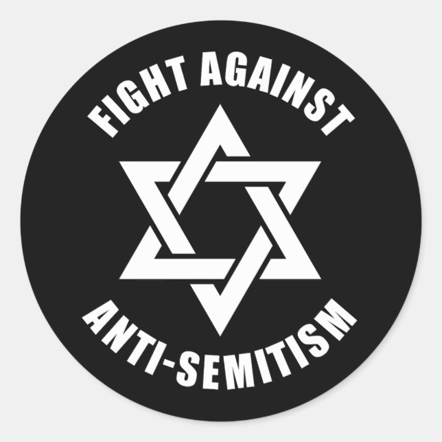 Pegatina Redonda Lucha contra el antisemitismo Estrella judía de Da (Anverso)