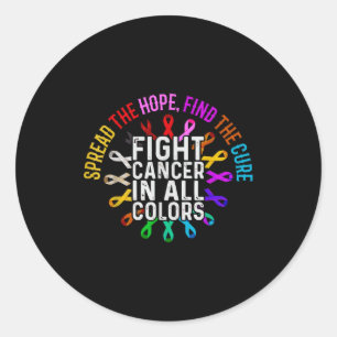 Pegatina Redonda Lucha Contra el Cáncer en Todos los Colores