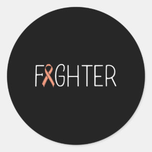 Pegatina Redonda Lucha contra el cáncer endometrial con cáncer de ú