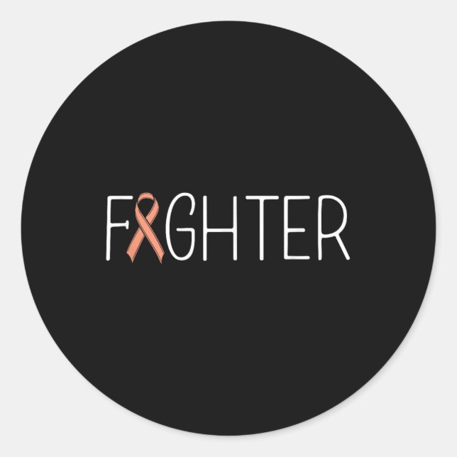 Pegatina Redonda Lucha contra el cáncer endometrial con cáncer de ú (Anverso)