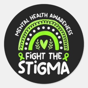 Pegatina Redonda Lucha contra el estigma Cinta de la Salud Mental R