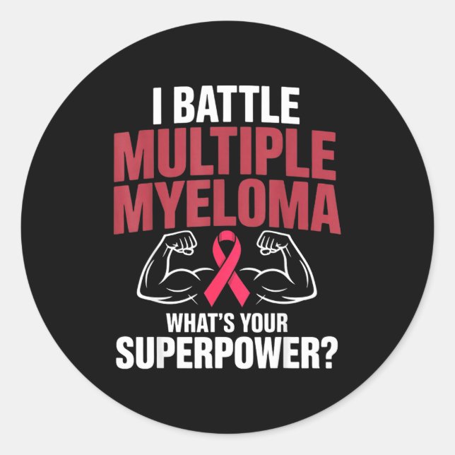 Pegatina Redonda Lucha contra el mieloma múltiple superpoderosa luc (Anverso)