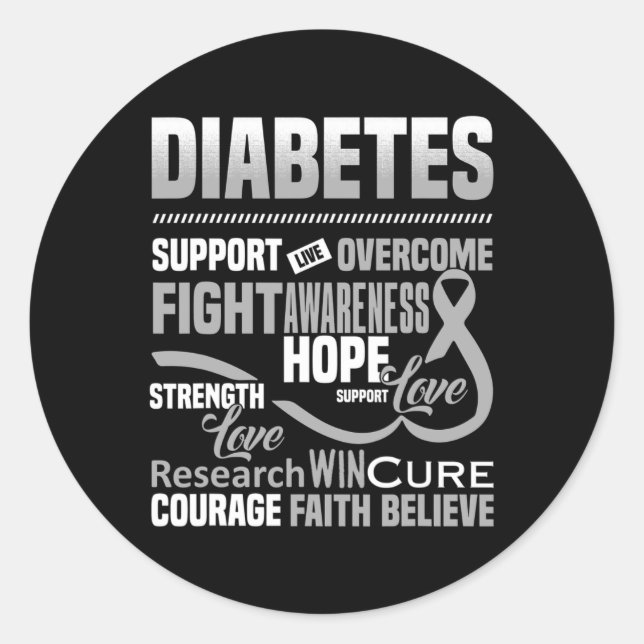 Pegatina Redonda Lucha contra la diabetes Ayuda a la Conciencia Esp (Anverso)