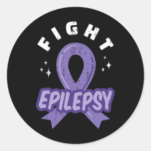 Pegatina Redonda Lucha contra la epilepsia de la cinta morada Ayuda