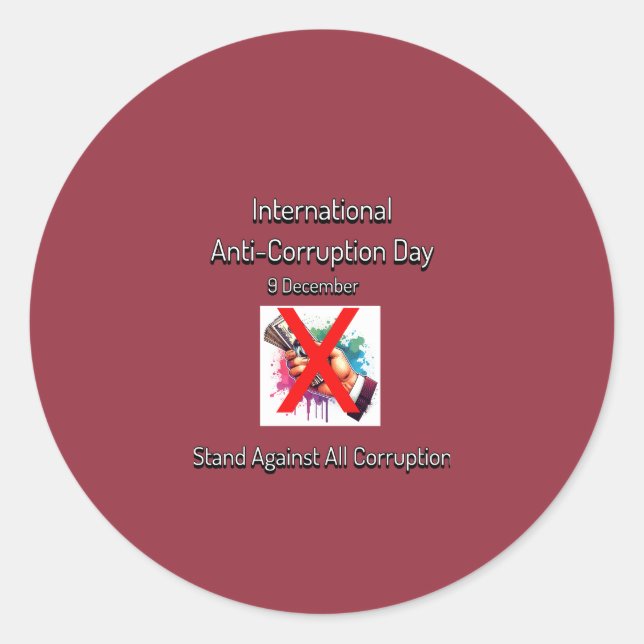 Pegatina Redonda Lucha Contra Toda Corrupción. IACD (Anverso)
