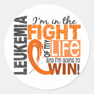 Pegatina Redonda Lucha de mi leucemia de la vida