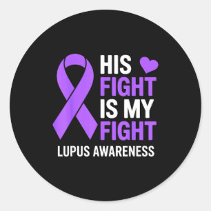 Pegatina Redonda Lucha es lucha conciencia del lupus cinta morada