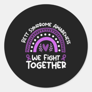 Pegatina Redonda Lucha juntos contra el síndrome de Rett Conciencia