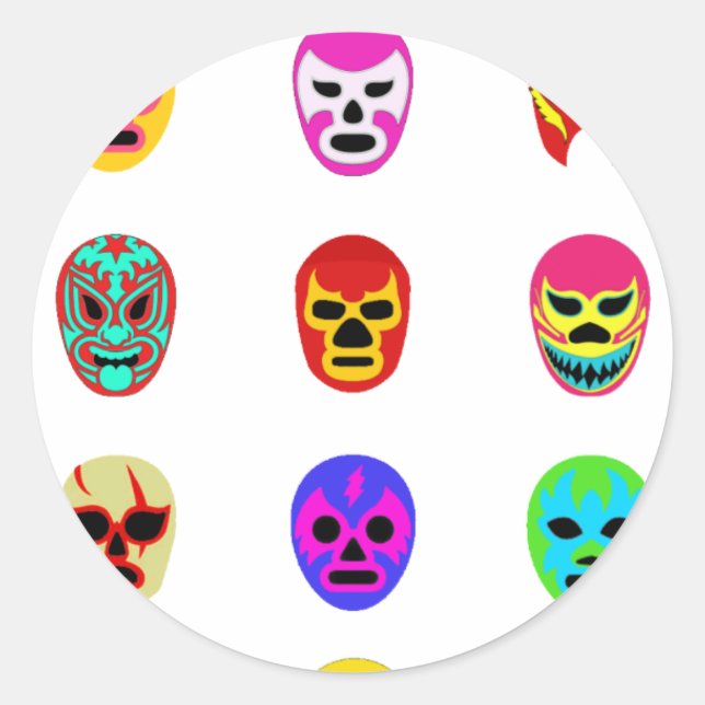 Pegatina Redonda Lucha libre mástica lucha mexicana (Anverso)