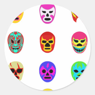 Pegatina Redonda Lucha libre mástica lucha mexicana