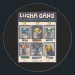 Pegatina Redonda Lucha libre México Cachorro Luchador B<br><div class="desc">Lucha libre México Cachorro Luchador Máscara de Lucha</div>