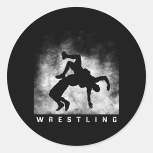 Pegatina Redonda Lucha Luchador Artes Marciales Combate