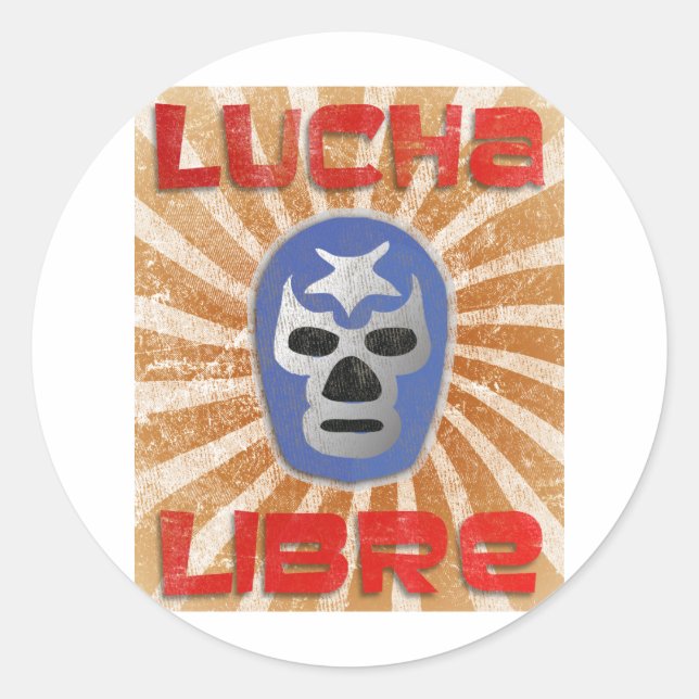 Pegatina Redonda Lucha mexicana de Lucha Libre (Anverso)