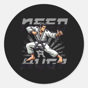 Pegatina Redonda Luchador de Artes Marciales Judo Karate Brasileño