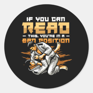 Pegatina Redonda Luchador de Artes Marciales Judo Karate Brasileño