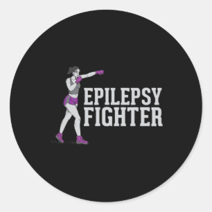 Pegatina Redonda Luchador de epilepsia - Apoyo a Guerrero de Concie