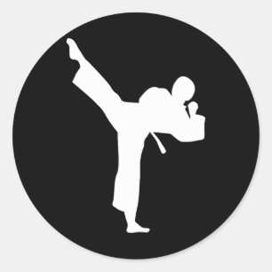 Pegatina Redonda Luchador de Karate 